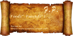 Fonó Paszkál névjegykártya